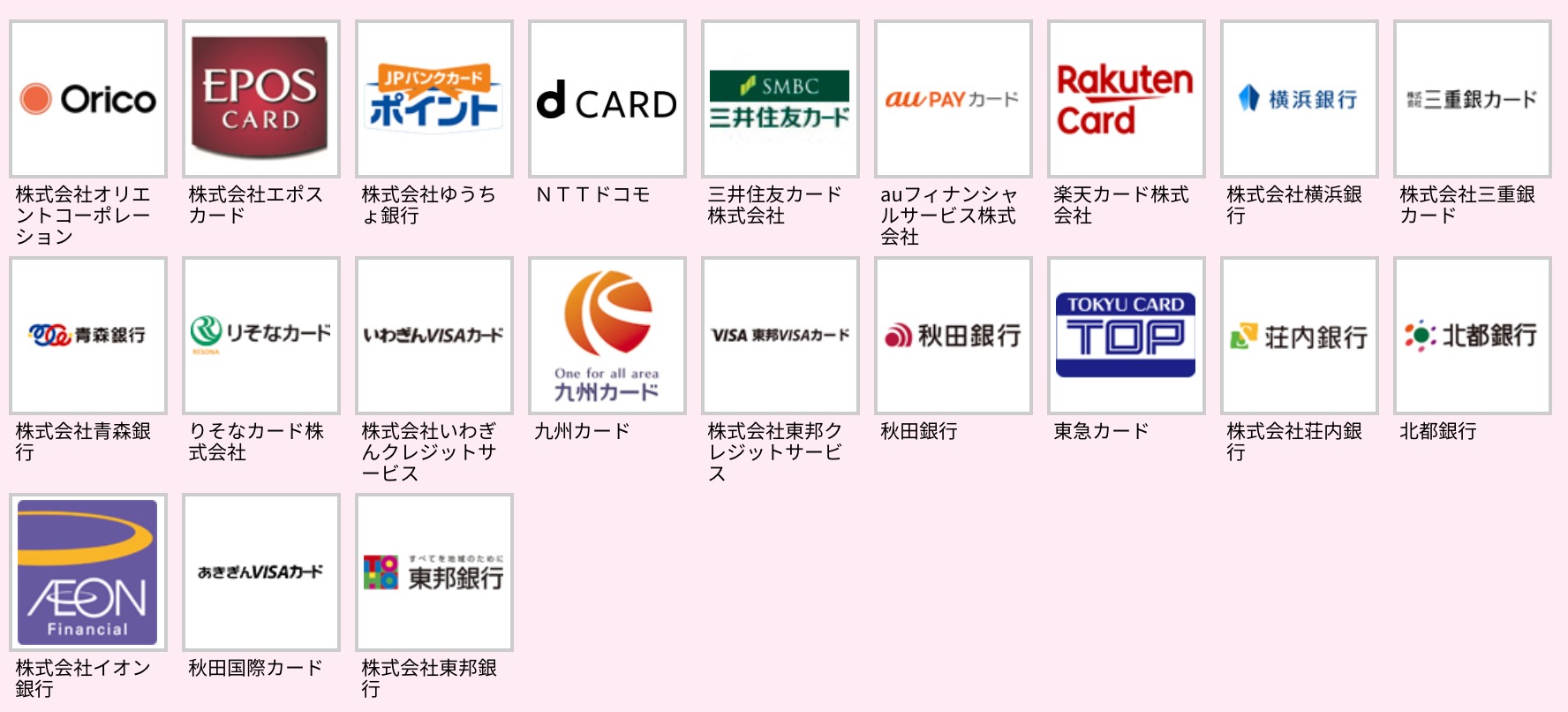 クレジットカード21種類