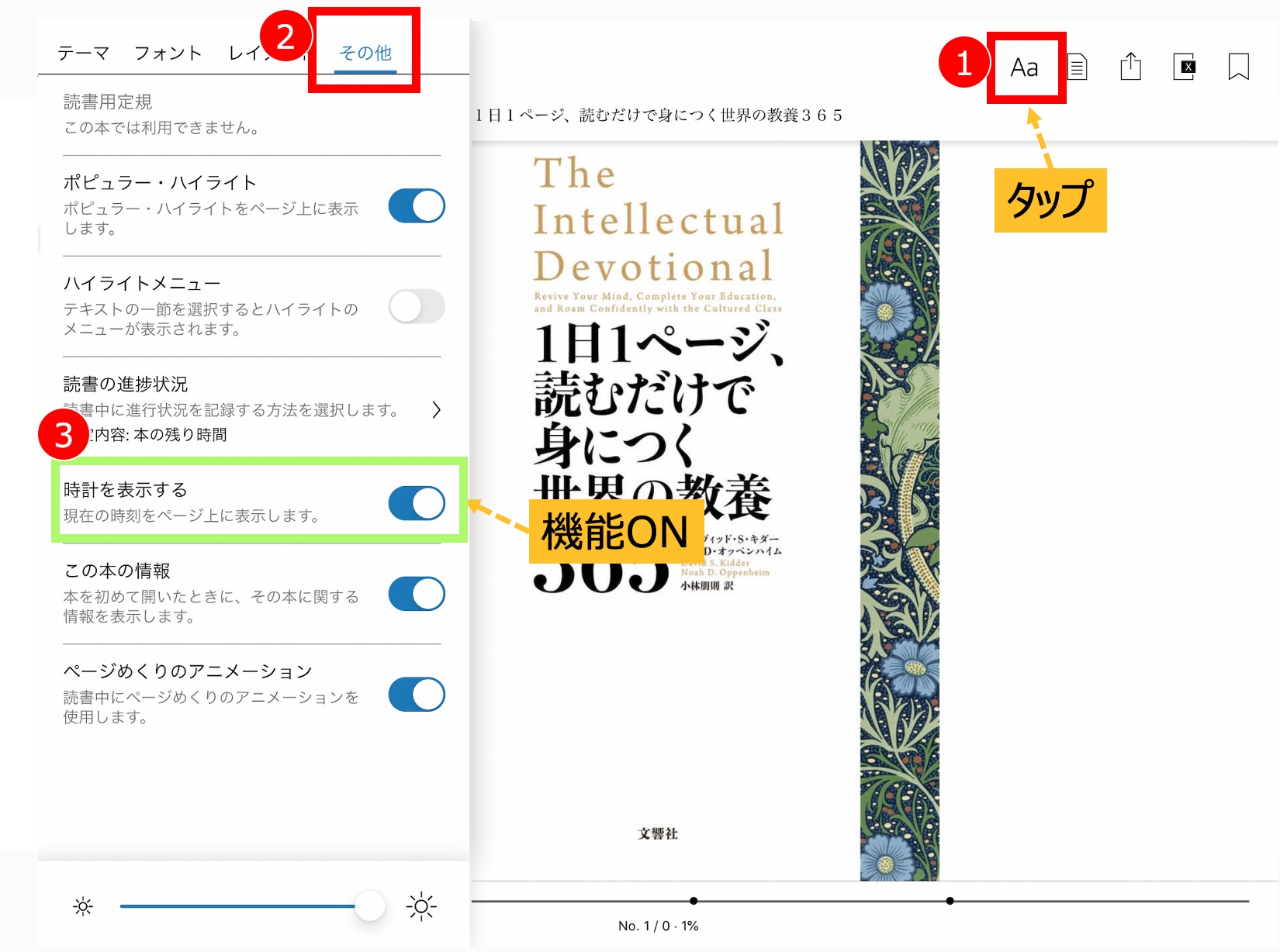 時計の表示