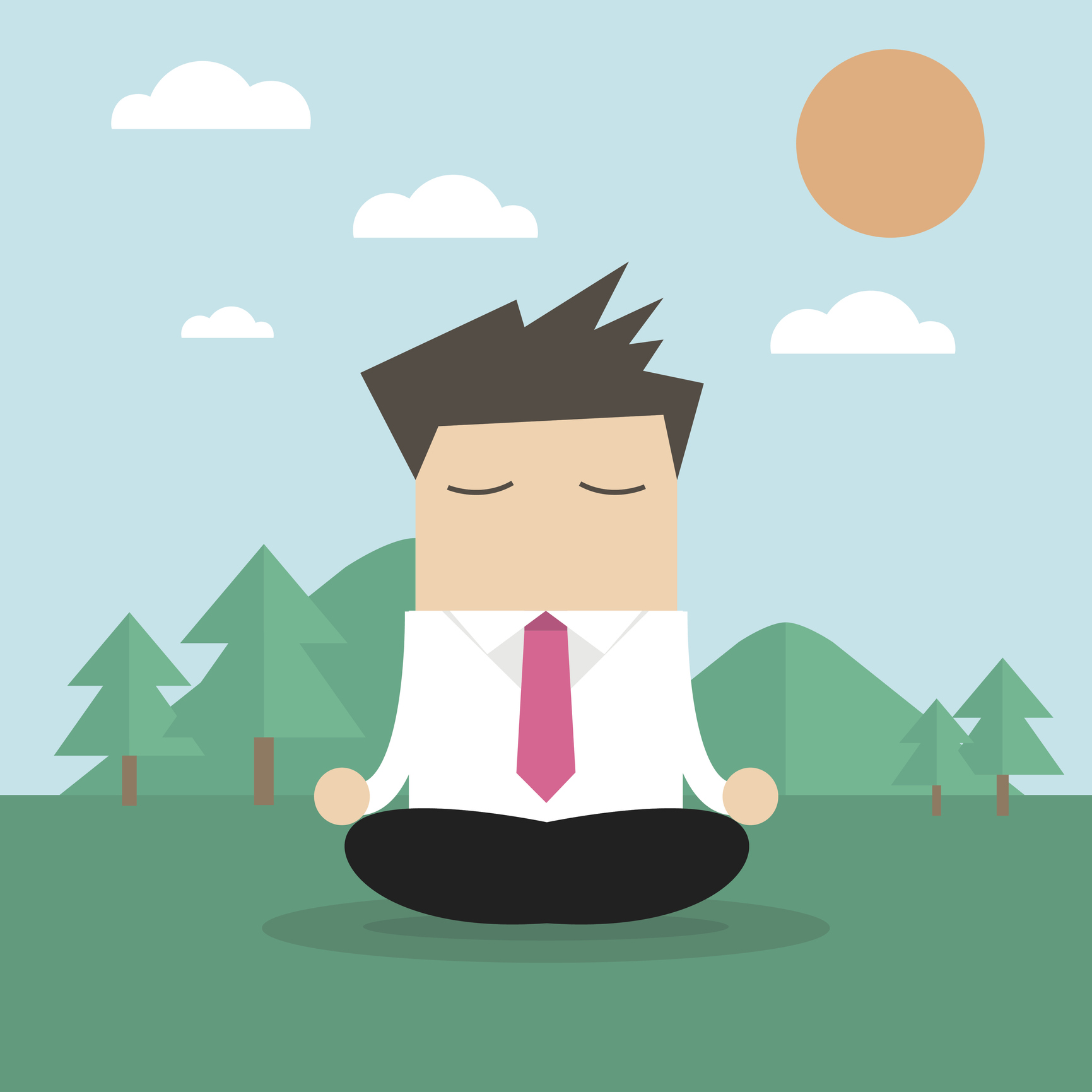 Businessman doing yoga