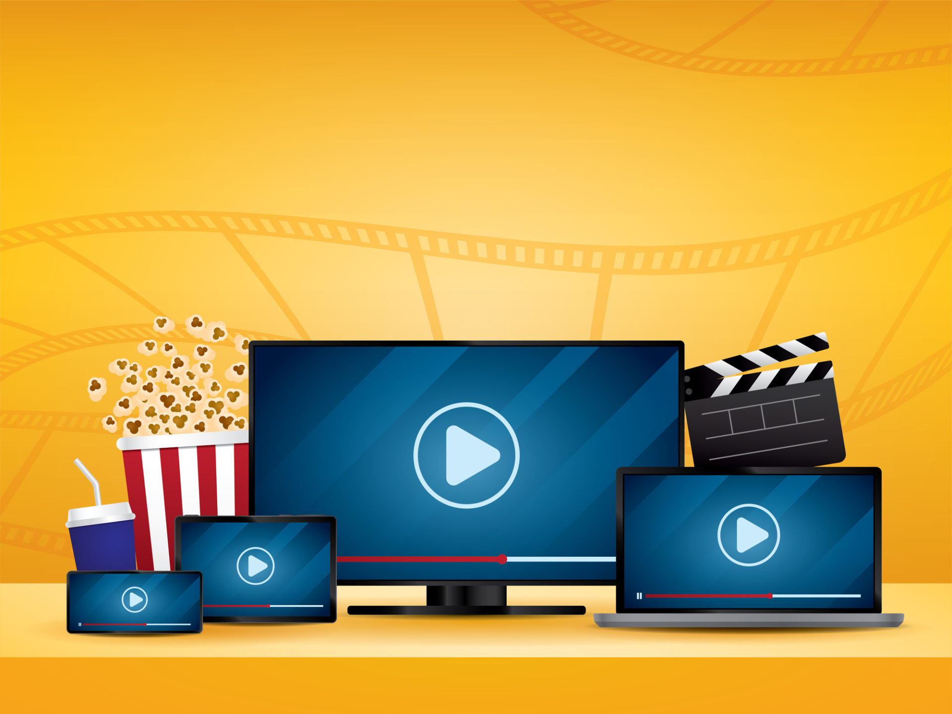 Streaming movie illustration vector.